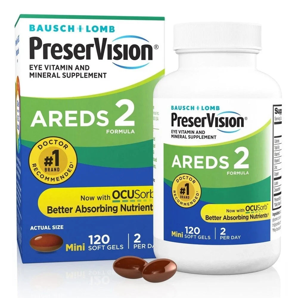 PreserVision Areds 2 Formula Eye Vitamin & Mineral Supplement Soft-Gels, 120 Ct Fit And Glow