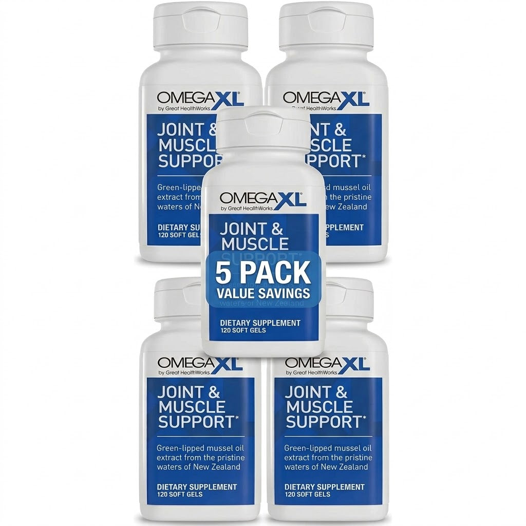 OmegaXL Joint & Muscle Support Supplement – Green-Lipped Mussel Oil, 120 Softgels, 5-Pack – Joint, Muscle & Mobility Support
