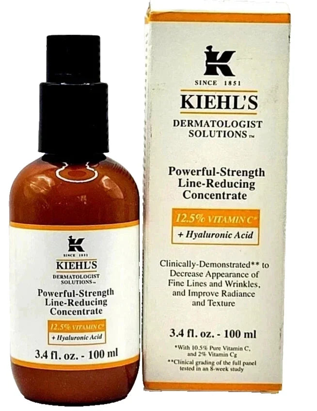 Kiehl's POWERFUL-STRENGTH Line Reducing Concentrate. 3.4 oz/100 ml (2 PACK) NIB Fit And Glow