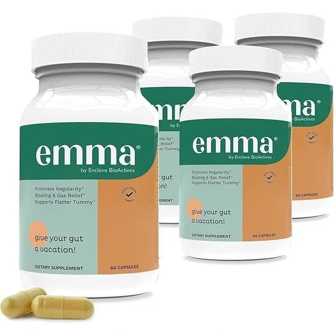 3 Pack Emma Gut Health Supplement 180 Capsules for Bloating Relief & Leaky Gut Fit And Glow