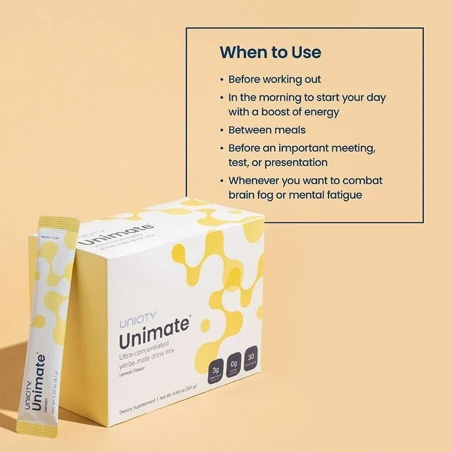 Unicity Unimate Dietary Supplement LEMOn 30 Pack - Exp2027